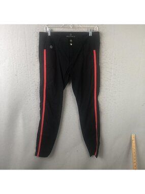 Anatomie Pants Womens L Black Microfiber Ankle Slim Tapered Travel Red Stripe